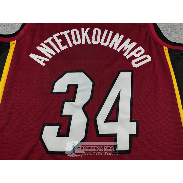 Camiseta Miami Heat Giannis Antetokounmpo NO 34 Statement Rojo